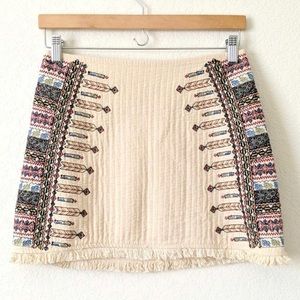 Zara Trafaluc Collection Fringe Embroidered Skirt